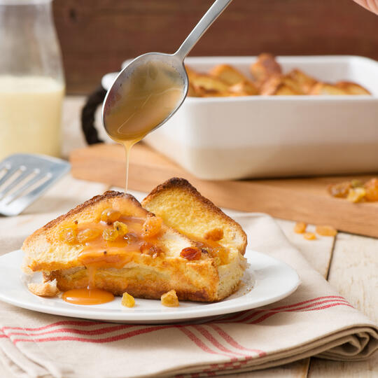 Eggnog Bread and Butter Pudding with Raisins Dempster's